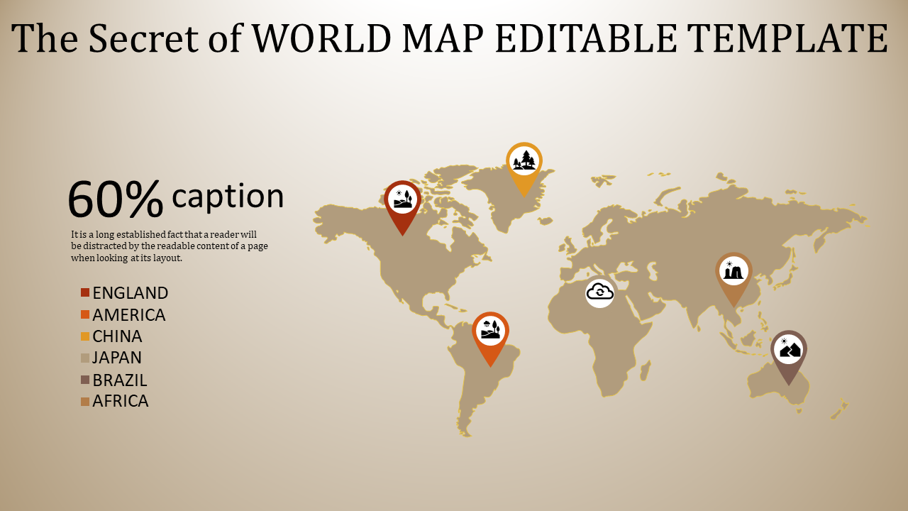 Wonderful World Map Editable Template for Presentation